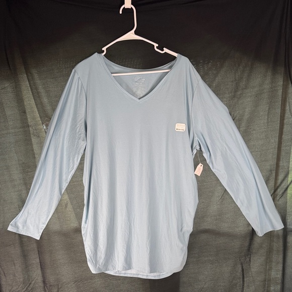 Light Blue V-Neck Women's Top - Picture 1 of 6